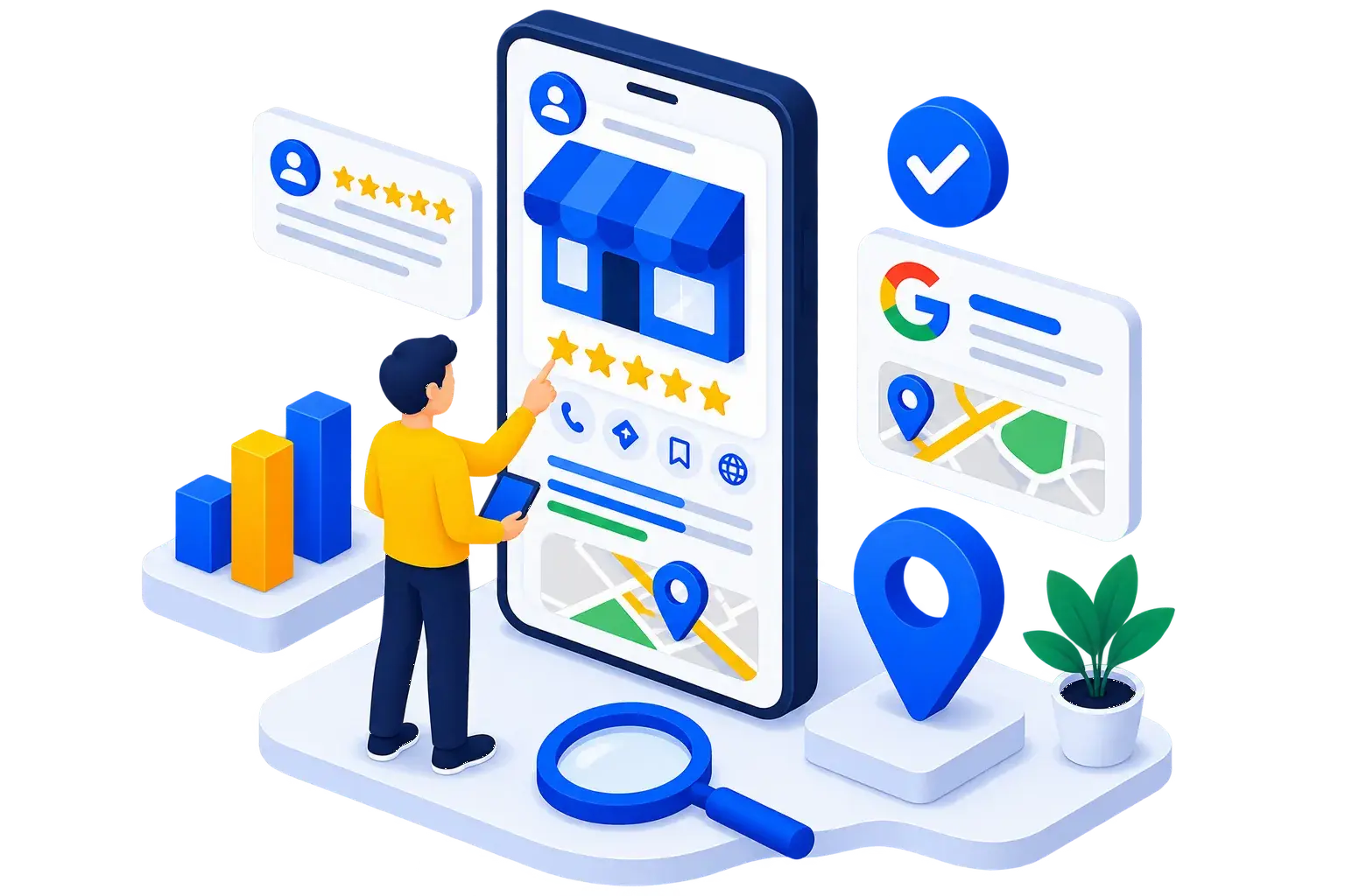 Google Business Profile with local search and reviews