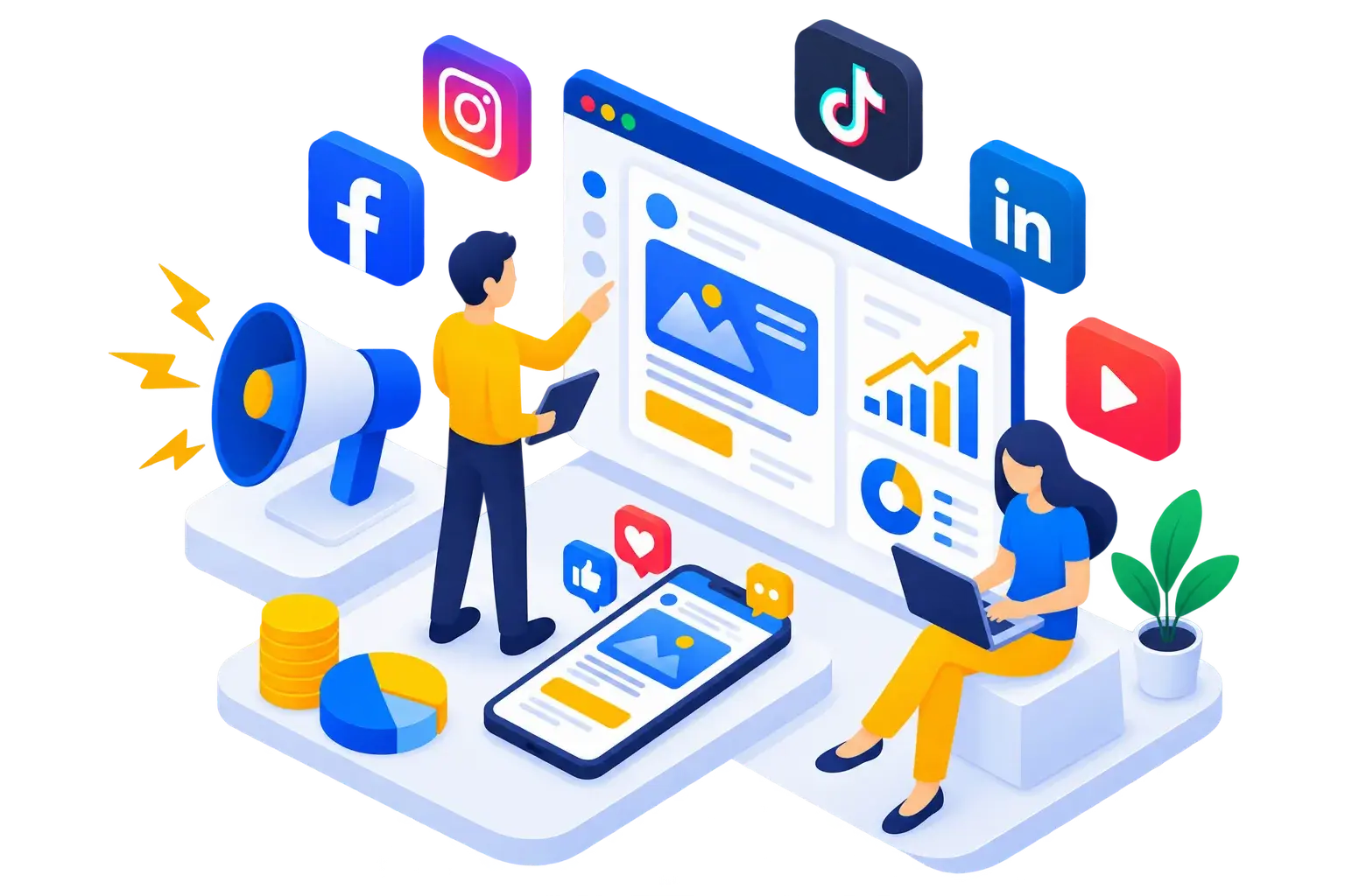 Social media ads dashboard with engagement metrics